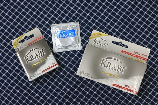 Bao cao su Krabi gân-gai-gel bôi trơn – Mixx 3in1 Krabi Premium condoms: Đốt cháy mọi cuộc yêu
