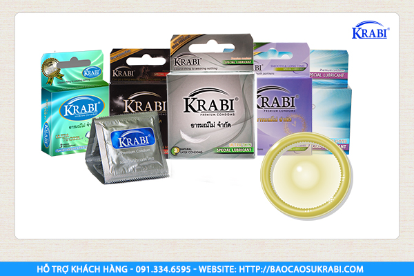 Bao cao su cho nam giới Krabi được sản xuất từ mủ cao su tự nhiên có độ đàn hồi cao và an toàn tuyệt đối.
