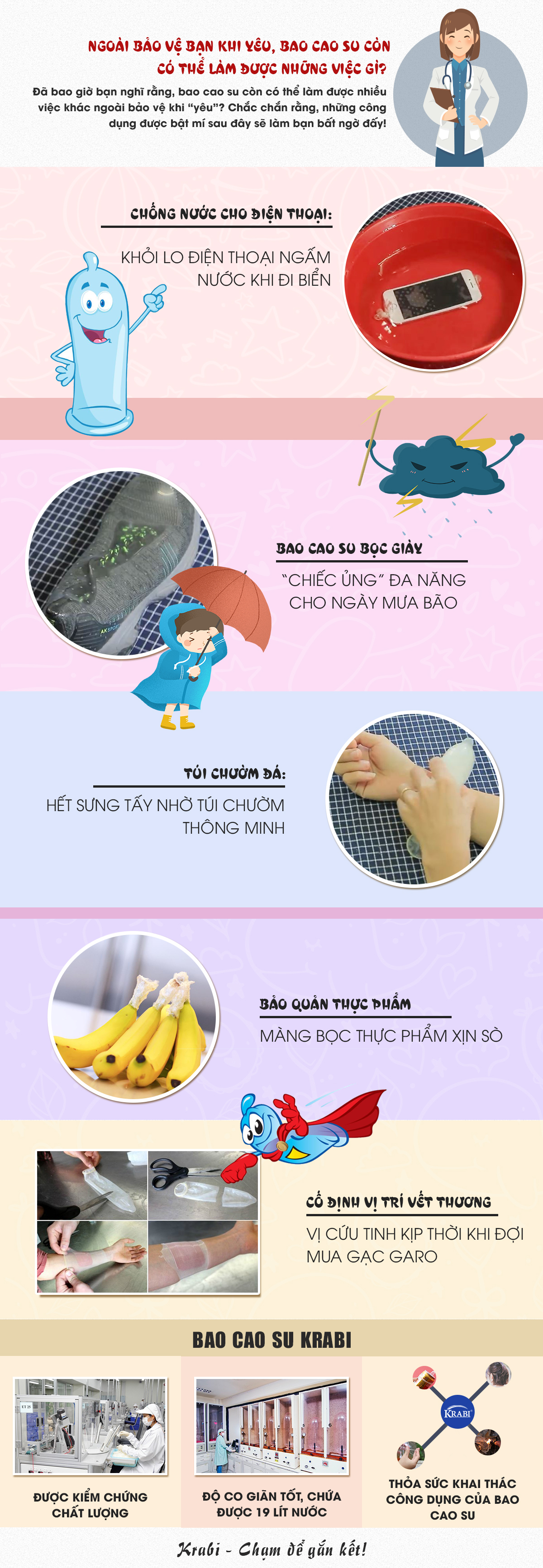 [Infographic] Ngoài bảo vệ bạn khi yêu, bao cao su còn có thể làm được những việc gì?